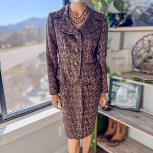 Antonio Melani, Women's Brown Geo Business Matching Set,  Blazer-8 /  Skirt-6